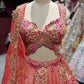 Coral Peach Embroidered Silk Lehenga with Mirror Work & Dupatta