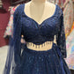 Navy Blue Sequin Embroidered Lehenga with Net Dupatta