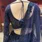 Navy Blue Sequin Embroidered Lehenga with Net Dupatta