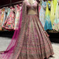 Magenta Heavy Zari Embroidered Lehenga with Net Dupatta