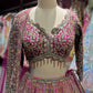Magenta Heavy Zari Embroidered Lehenga with Net Dupatta