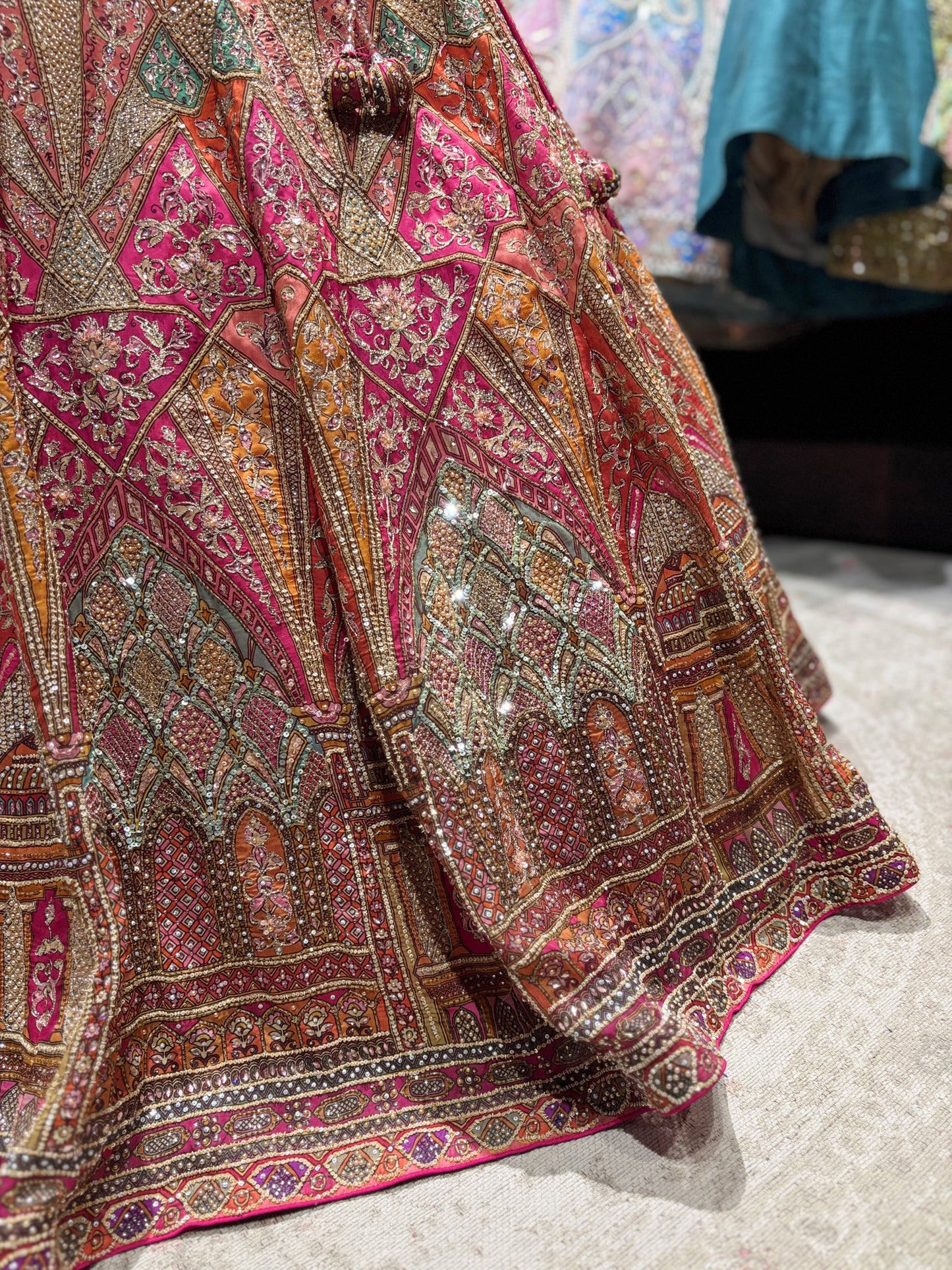 Multicolor Zari Designer Lehenga with Patchwork Dupatta