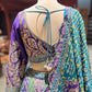 Royal Blue & Teal Zari Embroidered Silk Lehenga with Dupatta