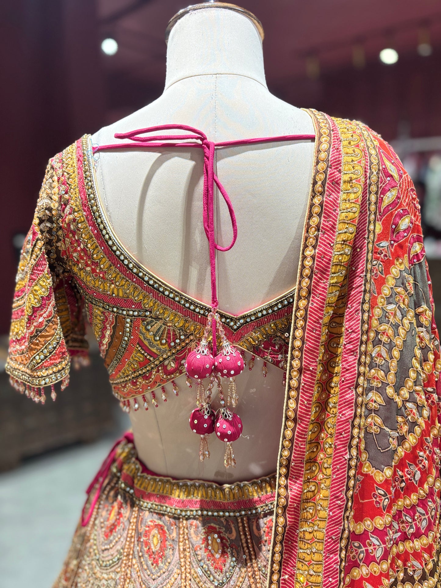Antique Gold Zari Designer Lehenga with Dupatta
