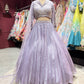 Lavender Designer Lehenga with Pleated Skirt & Dupatta