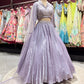 Lavender Designer Lehenga with Pleated Skirt & Dupatta