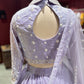 Lavender Designer Lehenga with Pleated Skirt & Dupatta