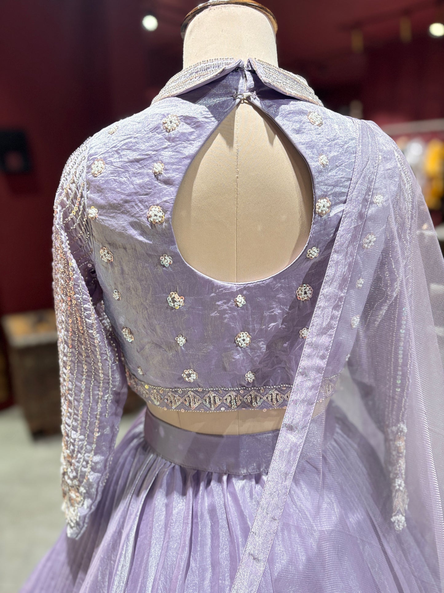 Lavender Designer Lehenga with Pleated Skirt & Dupatta