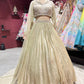Golden Designer Lehenga with Pleated Skirt & Dupatta