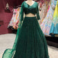 Emerald Green Sequin Embroidered Lehenga with Net Dupatta