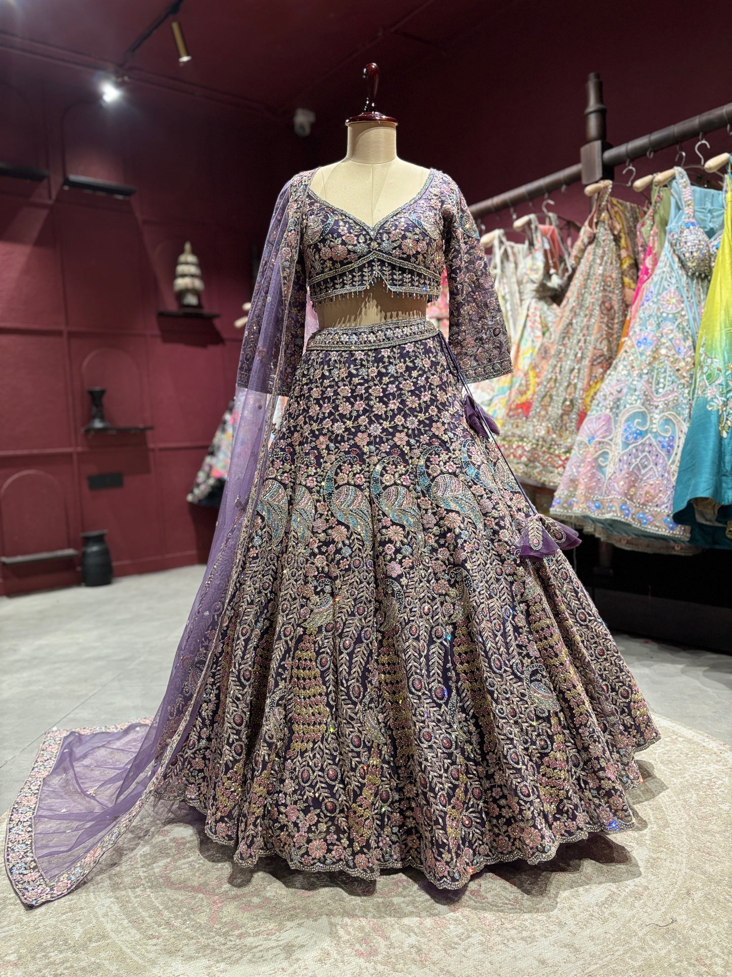 Lavender Heavy Embroidered Lehenga Choli with Dupatta