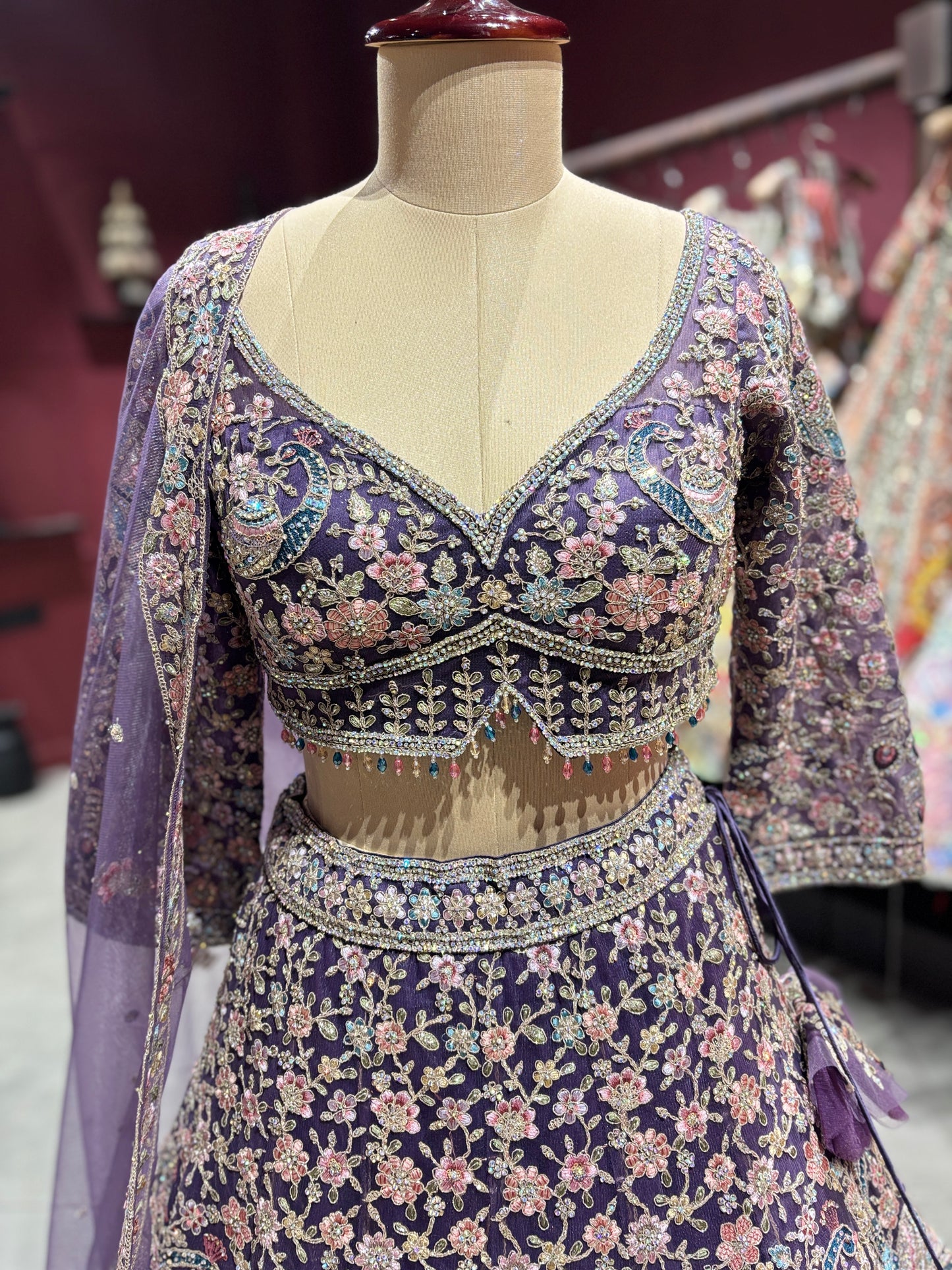 Lavender Heavy Embroidered Lehenga Choli with Dupatta