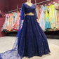 Blue Sequin Embroidered Net Lehenga with Full-Sleeve Designer Blouse