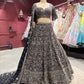Black Antique Silver Heavy Embroidered Lehenga Choli with Dupatta