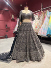 Black Antique Silver Heavy Embroidered Lehenga Choli with Dupatta