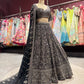 Black Antique Silver Heavy Embroidered Lehenga Choli with Dupatta