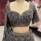 Black Antique Silver Heavy Embroidered Lehenga Choli with Dupatta