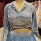 Sky Blue Designer Lehenga with Pleated Skirt & Dupatta