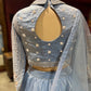 Sky Blue Designer Lehenga with Pleated Skirt & Dupatta