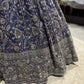 Navy Antique Silver Heavy Embroidered Lehenga Choli with Dupatta