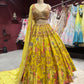 Mustard Yellow Floral Embroidered Festive Lehenga Choli with Dupatta