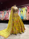 Mustard Yellow Floral Embroidered Festive Lehenga Choli with Dupatta
