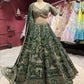 Green Zari Embroidered  Lehenga with Architectural Motifs