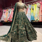 Green Zari Embroidered  Lehenga with Architectural Motifs