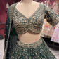 Green Zari Embroidered  Lehenga with Architectural Motifs