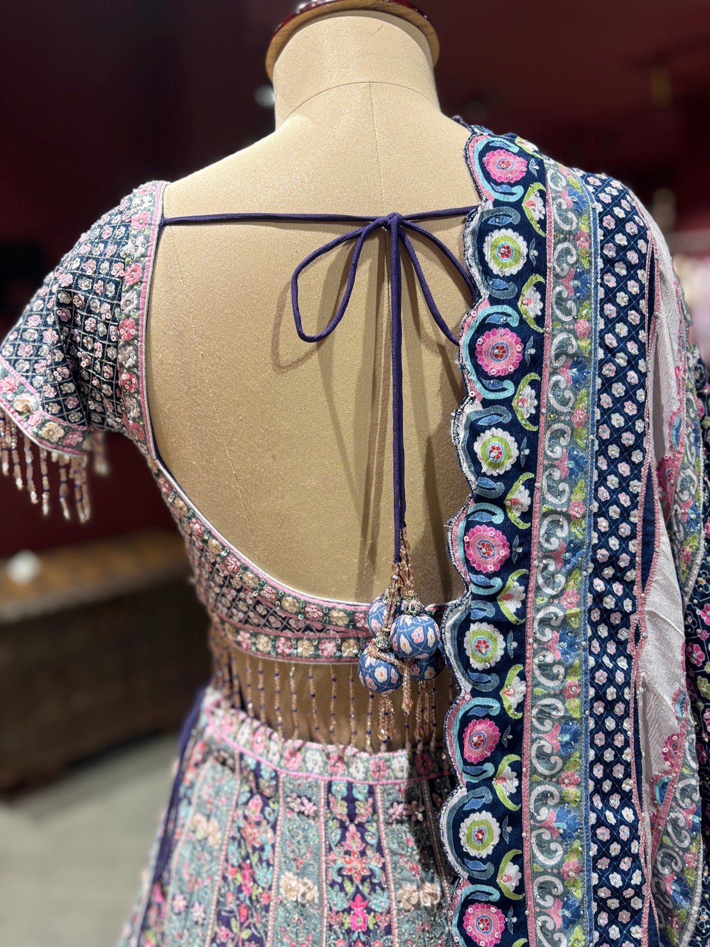 Multicolor Pastel Embroidered Designer Wedding Lehenga Set