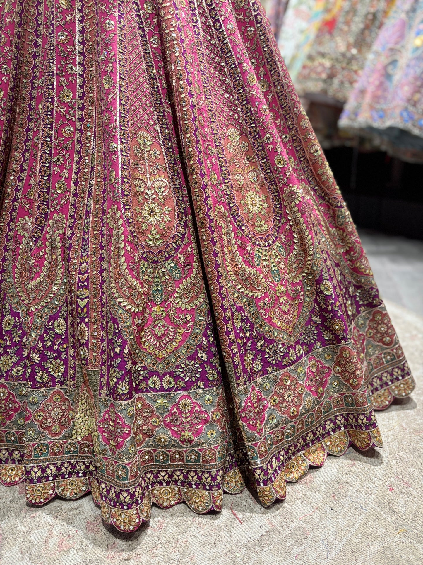 Rani Pink Heavy Zari Embroidered Designer Lehenga Set