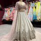 Ivory Mirror Work Lehenga with Blush Pink Blouse & Dupatta