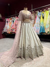 Ivory Mirror Work Lehenga with Blush Pink Blouse & Dupatta