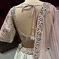 Ivory Mirror Work Lehenga with Blush Pink Blouse & Dupatta