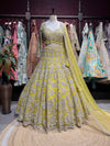 Lime Yellow Silver Floral Embroidered Designer Lehenga Set