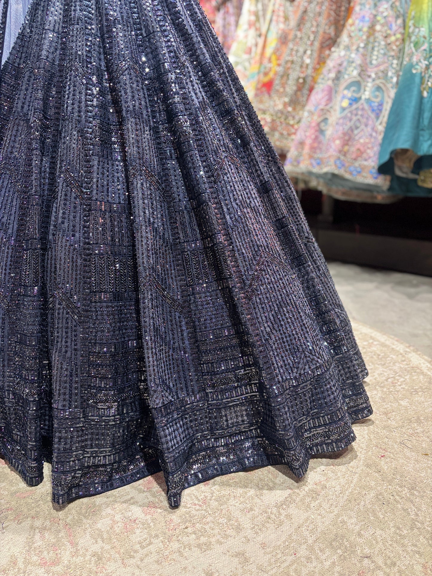 Midnight Navy Sequin Embroidered Designer Lehenga Set