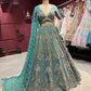 Teal Green Heavy Embroidered Designer Lehenga Set