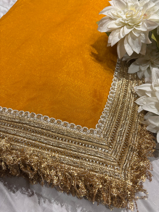 Mustard Yelloe Saree with Elegant Zari Border