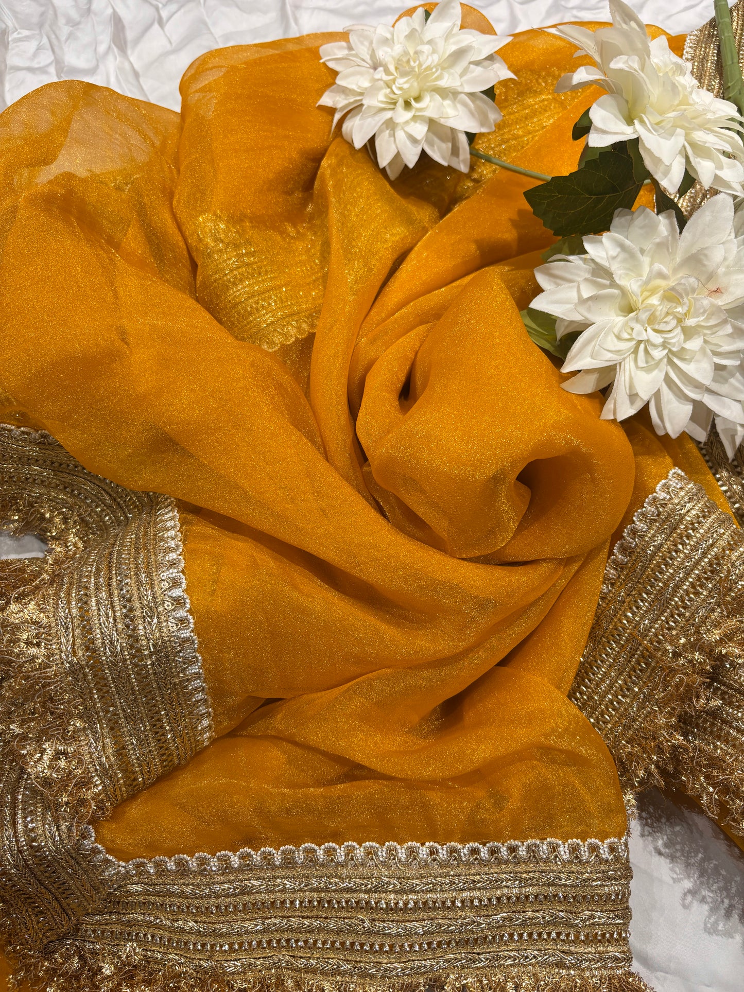 Mustard Yelloe Saree with Elegant Zari Border