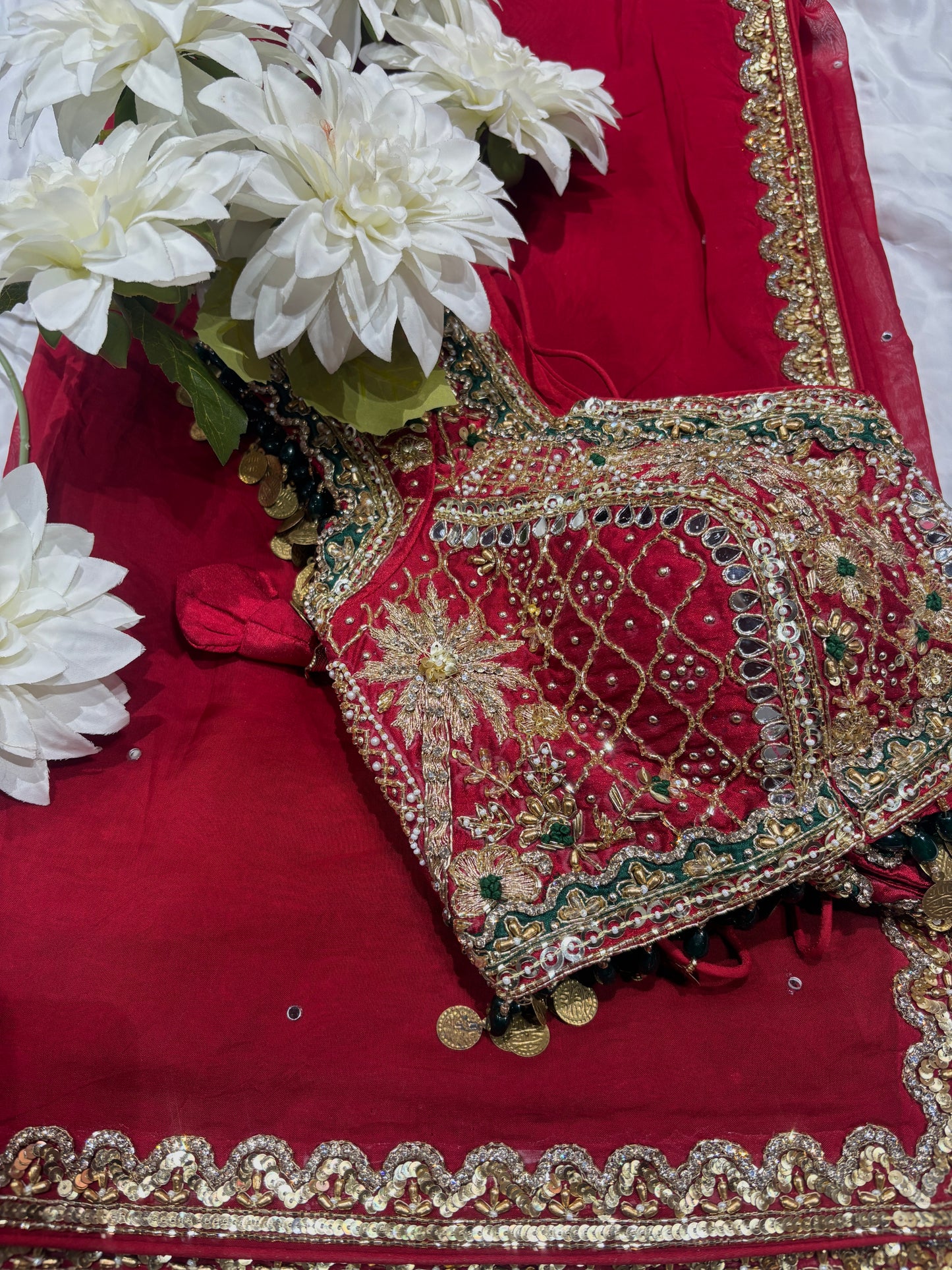 Red Bridal Designer Saree with Heavy Zari Embroidery