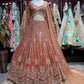 Rust Orange Sequin Embroidered Designer Lehenga Set