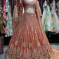 Rust Orange Sequin Embroidered Designer Lehenga Set