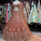 Rust Orange Sequin Embroidered Designer Lehenga Set