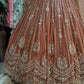 Rust Orange Sequin Embroidered Designer Lehenga Set