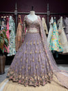 Dusty Mauve Floral Embroidered Designer Lehenga Set