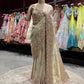 Golden Beige Designer Zari Embroidered Designer Saree
