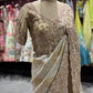 Golden Beige Designer Zari Embroidered Designer Saree
