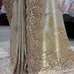 Golden Beige Designer Zari Embroidered Designer Saree