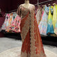 Designer Rust Copper Zari Embroidered Saree