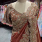 Designer Rust Copper Zari Embroidered Saree
